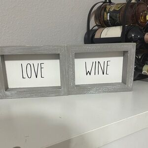 Gray Double Frame with 'Love' and 'Wine' Text